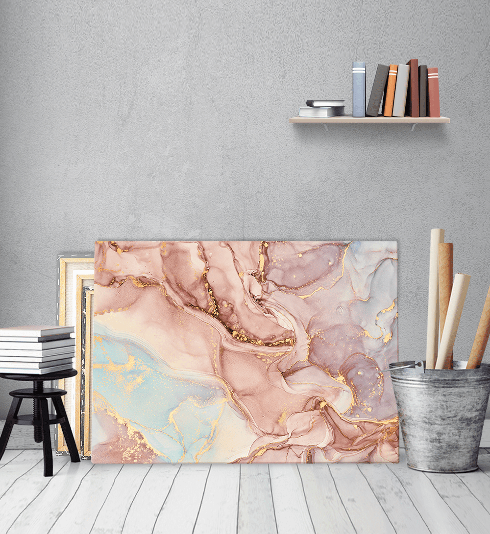 Πίνακας σε Καμβά : Abstract Pink-Blue-Purple Tone Marble