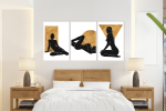 Σύνθεση Με Πίνακες Καμβάδες 60x40 - 3 Τεμάχια - Black Woman Silhuette