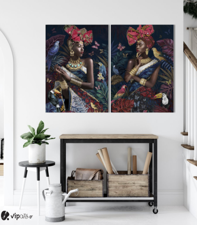Σύνθεση με πίνακες Καμβάδες :African Tropical Portraits - 2 Τεμάχια 70x50