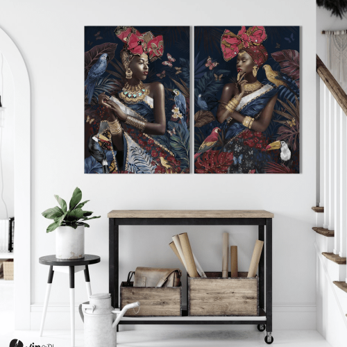 Σύνθεση με πίνακες Καμβάδες :African Tropical Portraits - 2 Τεμάχια 70x50