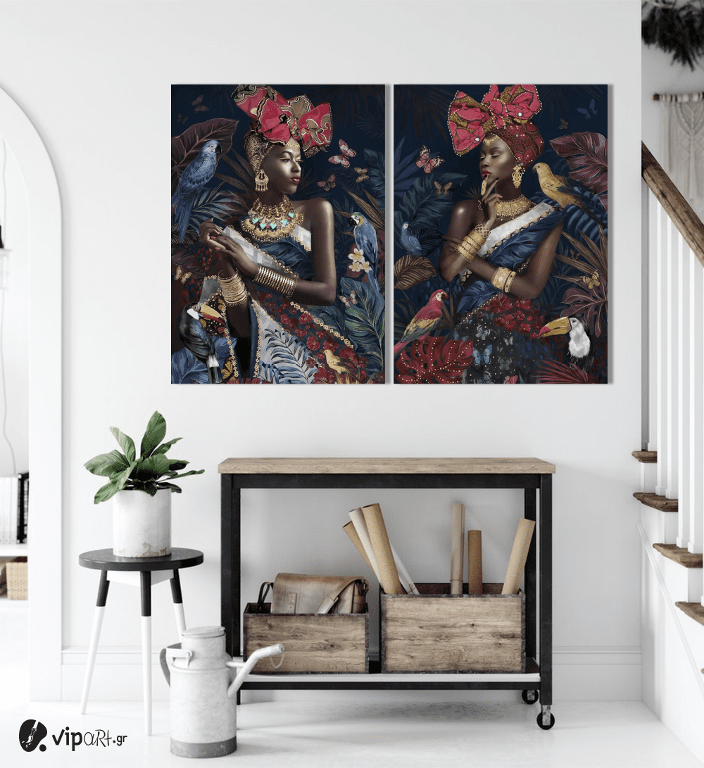 Σύνθεση με πίνακες Καμβάδες :African Tropical Portraits - 2 Τεμάχια 70x50
