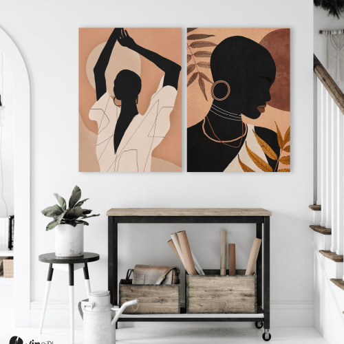 Σύνθεση με πίνακες Καμβάδες :African Nude Tone Figures - 2 Τεμάχια 70x50