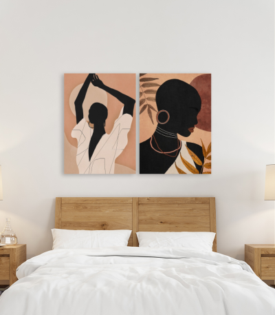 Σύνθεση με πίνακες Καμβάδες :African Nude Tone Figures - 2 Τεμάχια 70x50
