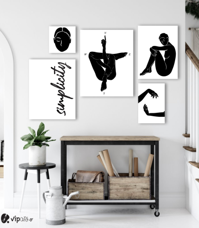 Σύνθεση Με Πίνακες Καμβάδες 95x75- 5 Τεμάχια - Simplicity