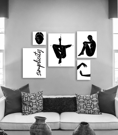 Σύνθεση Με Πίνακες Καμβάδες 95x75- 5 Τεμάχια - Simplicity