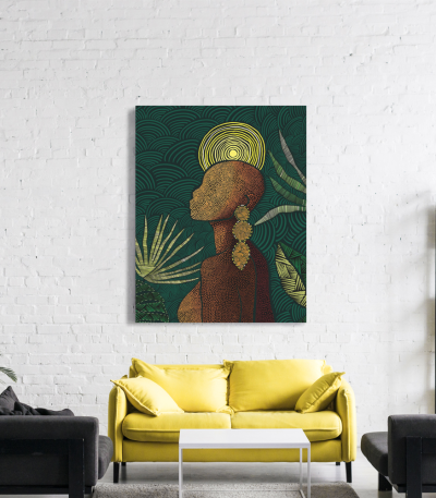 Πίνακας σε Καμβά : Abstract African Green and Yellow Tones