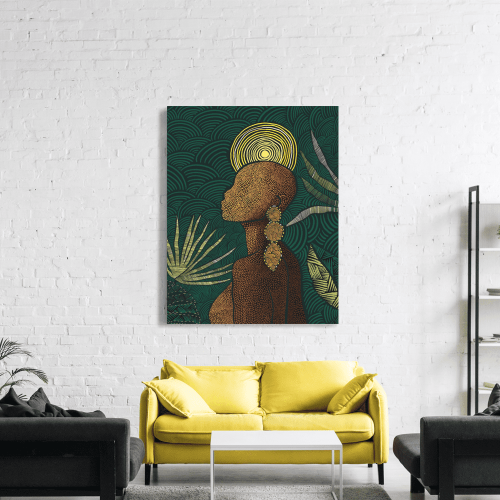 Πίνακας σε Καμβά : Abstract African Green and Yellow Tones