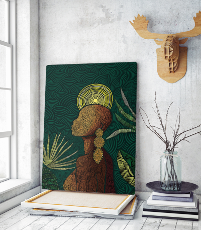 Πίνακας σε Καμβά : Abstract African Green and Yellow Tones