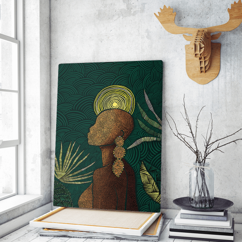 Πίνακας σε Καμβά : Abstract African Green and Yellow Tones