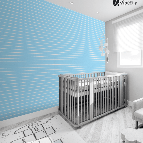 Αυτοκόλλητη Ταπετσαρία Τοίχου : Kids White and Blue Stripes