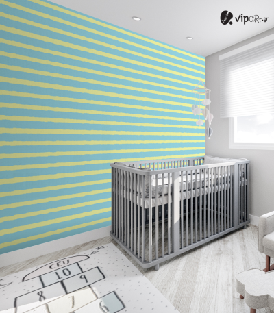 Αυτοκόλλητη Ταπετσαρία Τοίχου : Kids Yellow and Blue Stripes