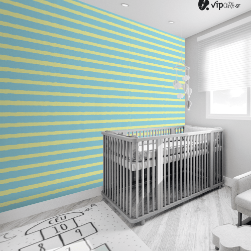 Αυτοκόλλητη Ταπετσαρία Τοίχου : Kids Yellow and Blue Stripes