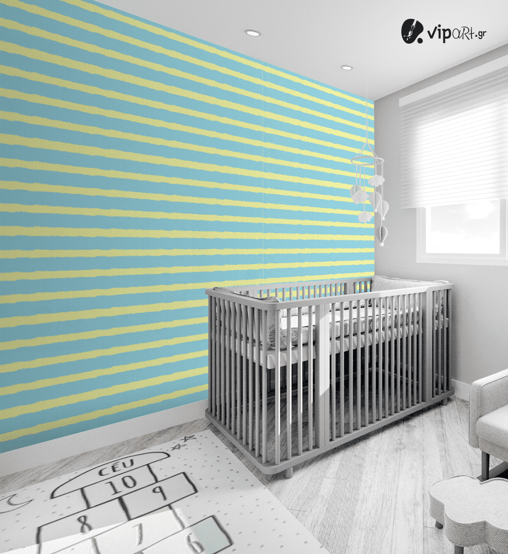 Αυτοκόλλητη Ταπετσαρία Τοίχου : Kids Yellow and Blue Stripes