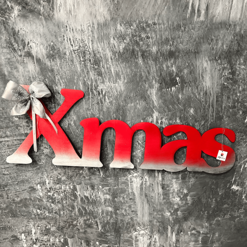 ΞΥΛΙΝΟ XMAS ΧΡΙΣΤΟΥΓΕΝΝΙΑΤΙΚΟ ΣΕ ΚΟΚΚΙΝΟ ΑΣΗΜΙ ΧΡΩΜΑ ΜΕ ΔΙΑΚΟΣΜΗΤΙΚΟΥΣ ΦΙΟΓΚΟΥΣ 90χ30cm
