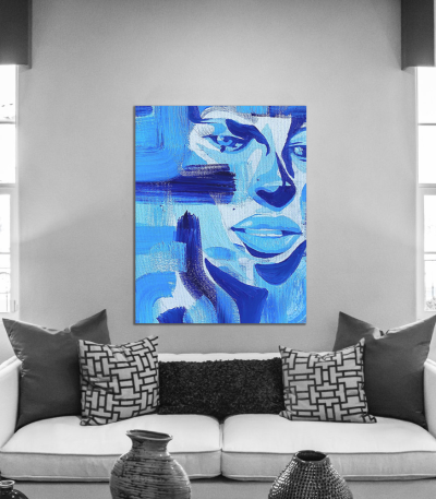 Πίνακας σε Καμβά : Blue Painting Portrait