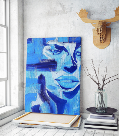Πίνακας σε Καμβά : Blue Painting Portrait