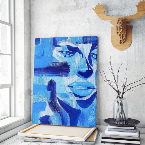 Πίνακας σε Καμβά : Blue Painting Portrait