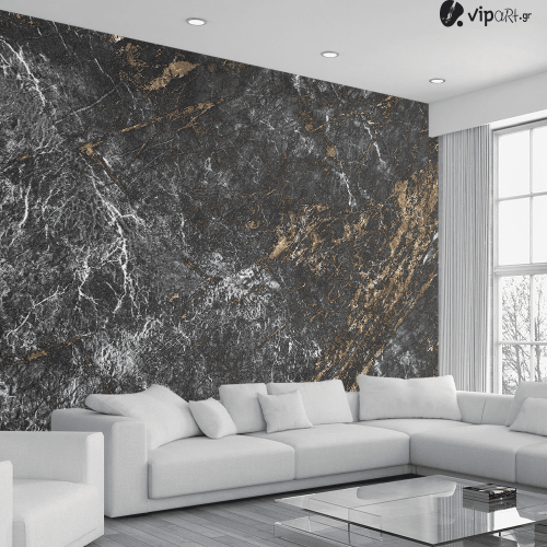 Αυτοκόλλητη Ταπετσαρία Τοίχου 3d : Texture with Gold and white
