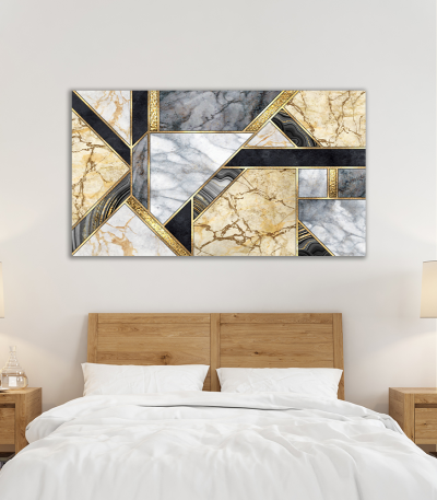 Πίνακας σε Καμβά : Marble with Gold and Black