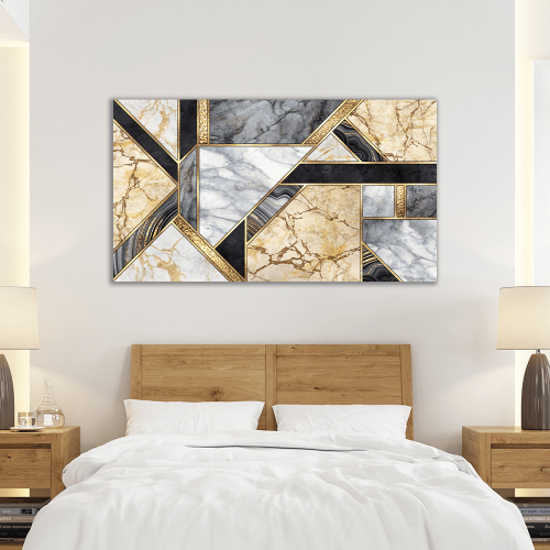 Πίνακας σε Καμβά : Marble with Gold and Black
