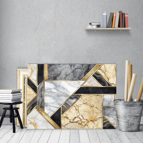 Πίνακας σε Καμβά : Marble with Gold and Black