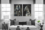 Σύνθεση με πίνακες Καμβάδες : Abstract African Portraits - 2 Τεμάχια 70x50