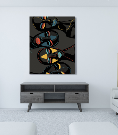 Πίνακας σε Καμβά : colorful abstract faces