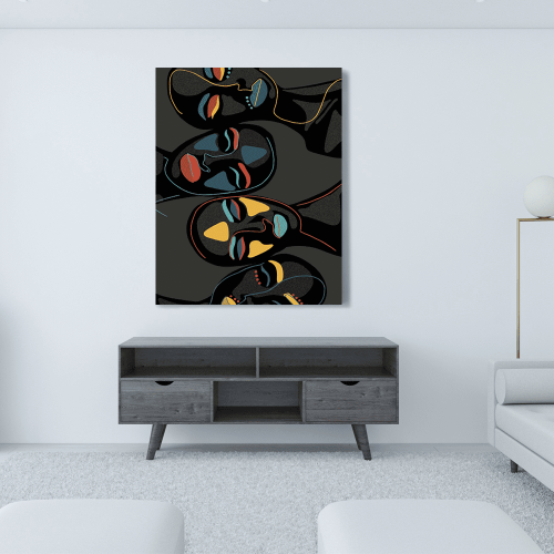 Πίνακας σε Καμβά : colorful abstract faces
