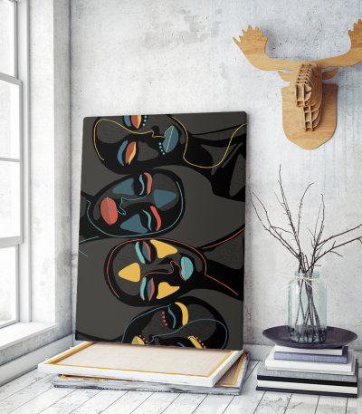 Πίνακας σε Καμβά : colorful abstract faces