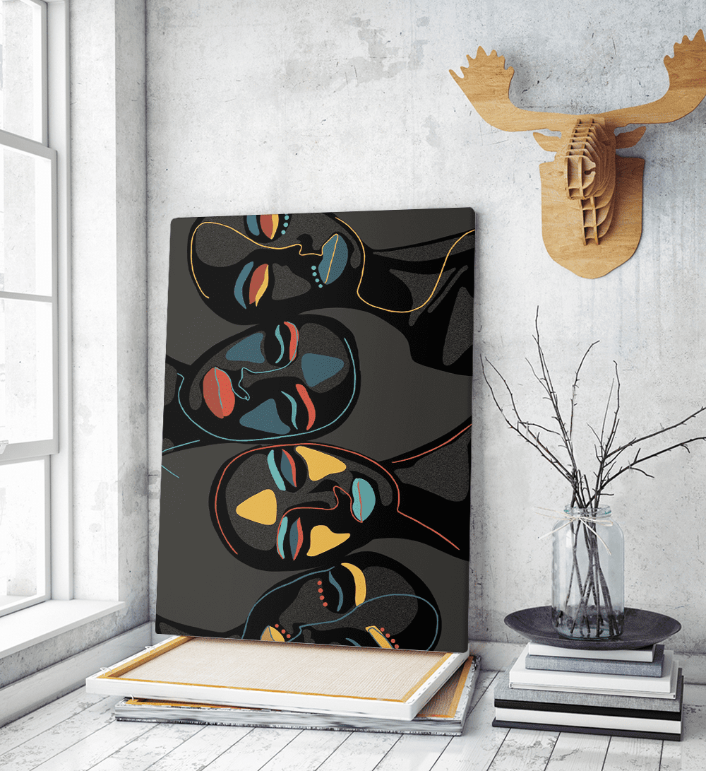 Πίνακας σε Καμβά : colorful abstract faces Πίνακας σε Καμβά : colorful abstract faces