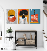 Σύνθεση Με Πίνακες Καμβάδες 70x50 - 3 Τεμάχια -Colorful Abstract
