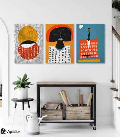 Σύνθεση Με Πίνακες Καμβάδες 70x50 - 3 Τεμάχια -Colorful Abstract