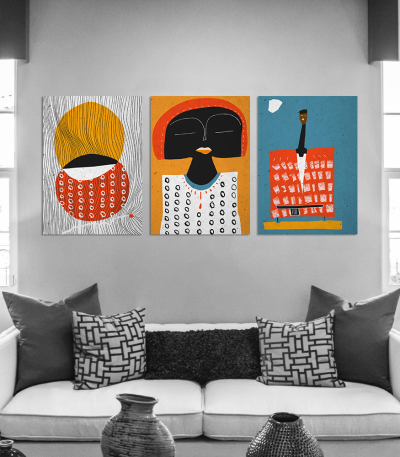 Σύνθεση Με Πίνακες Καμβάδες 70x50 - 3 Τεμάχια -Colorful Abstract