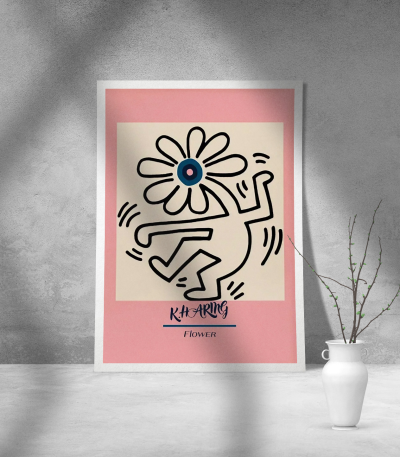 Εκτύπωση σε Αφίσα Χαρτί Keith Haring Flower