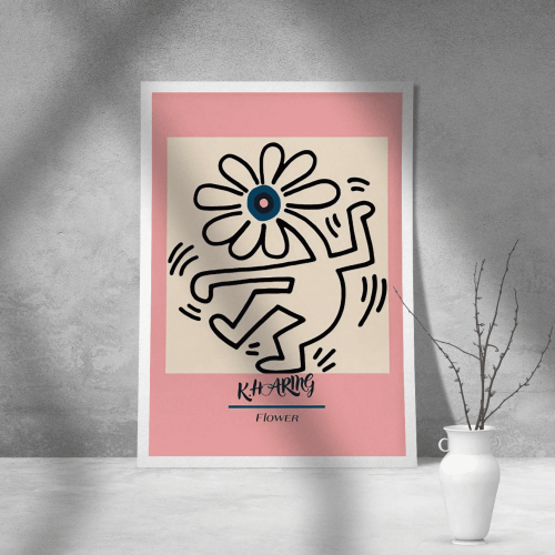 Εκτύπωση σε Αφίσα Χαρτί Keith Haring Flower
