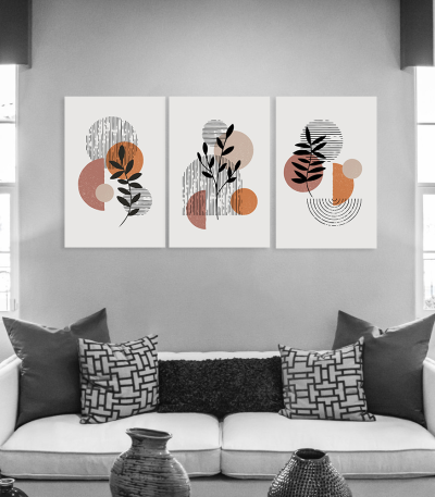 Σύνθεση Με Πίνακες Καμβάδες 60x40 - 3 Τεμάχια - Minimalistic Synthesis
