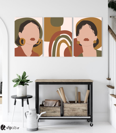 Σύνθεση Με Πίνακες Καμβάδες 70x50 - 3 Τεμάχια -Minimalistic Girl Portrait