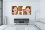 Σύνθεση Με Πίνακες Καμβάδες 70x50 - 3 Τεμάχια -Minimalistic Girl Portrait