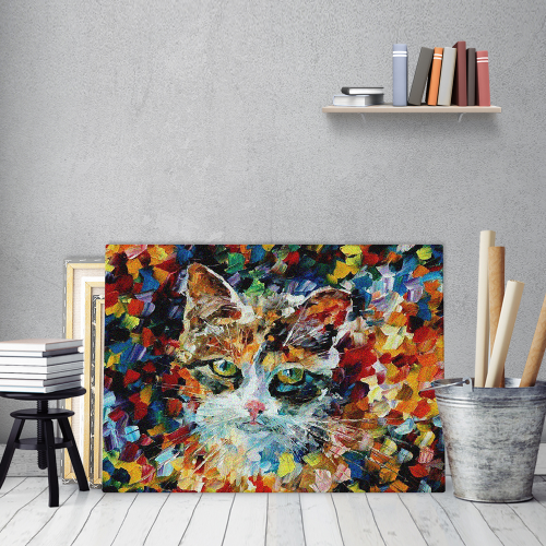 Πίνακας σε Καμβά : Abstract Colorful Cat Art