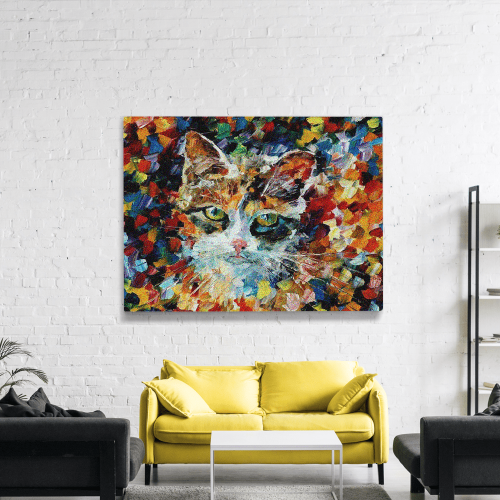 Πίνακας σε Καμβά : Abstract Colorful Cat Art