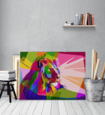 Πίνακας σε Καμβά : Abstract Colorful Lion Art