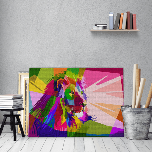 Πίνακας σε Καμβά : Abstract Colorful Lion Art