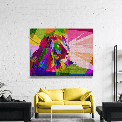 Πίνακας σε Καμβά : Abstract Colorful Lion Art
