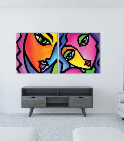 Σύνθεση Με Πίνακες Καμβάδες 60x60 - 2 Τεμάχια - Colors