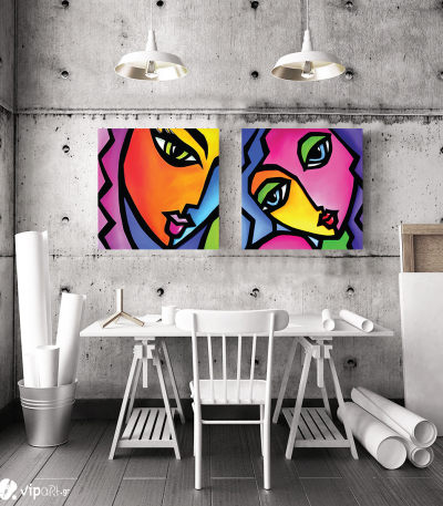Σύνθεση Με Πίνακες Καμβάδες 60x60 - 2 Τεμάχια - Colors