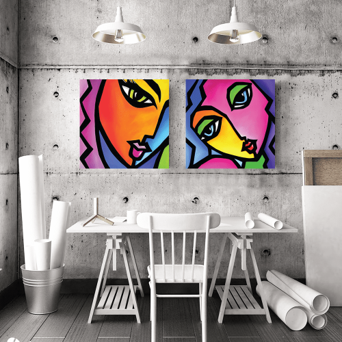 Σύνθεση Με Πίνακες Καμβάδες 60x60 - 2 Τεμάχια - Colors