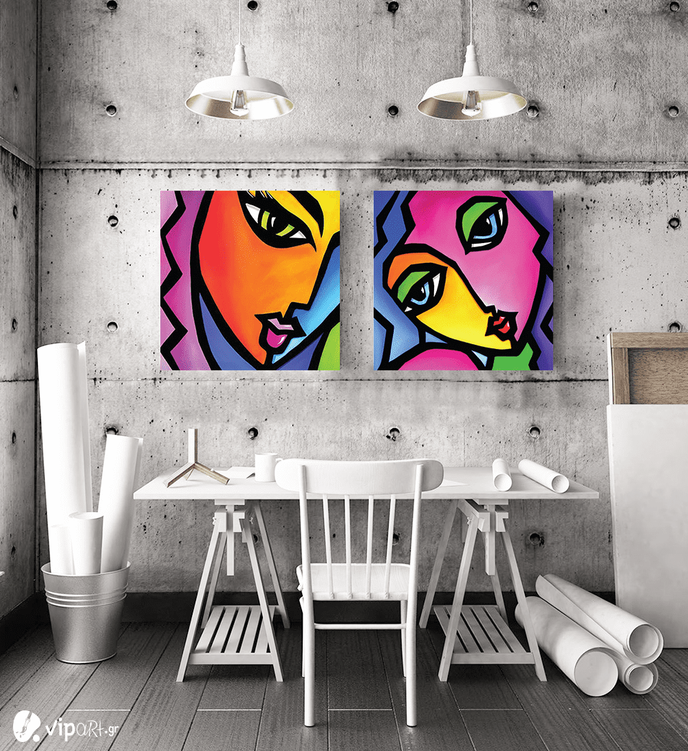Σύνθεση Με Πίνακες Καμβάδες 60x60 - 2 Τεμάχια - Colors