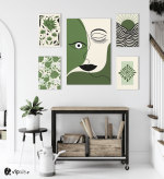 Σύνθεση με πίνακες Καμβάδες Green and Black Vintage x Modern - 4 Τεμάχια 30x 20 & 1 Tεμάχιο 60 X 40