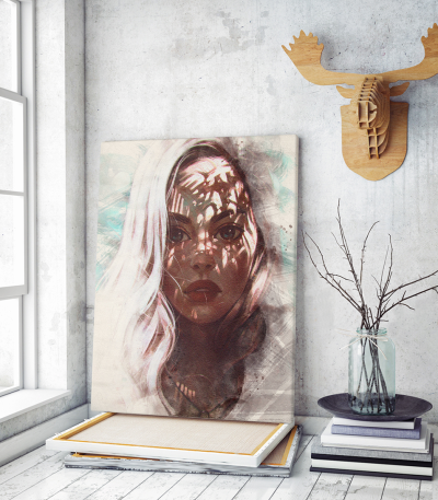 Πίνακας σε Καμβά :Water Color Art Lady Portrait
