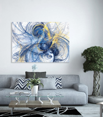 Πίνακας σε Καμβά :Abstract Paint Art Blue and Yellow